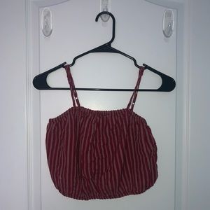 American Eagle Red Puffed Crop Top
